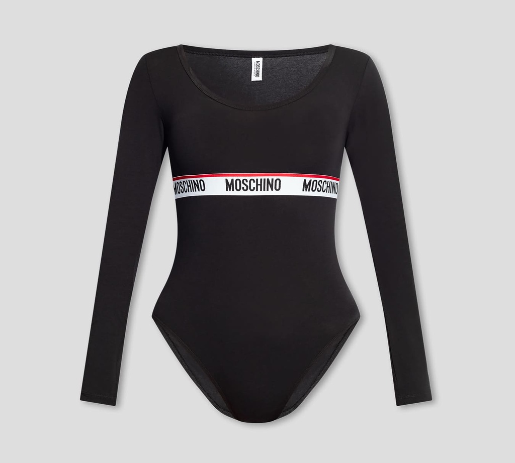 Moschino - BODY MANGA LARGA CON CUELLO REDONDO Y BANDA ELÁSTICA