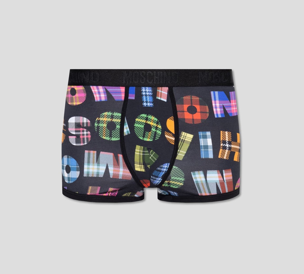 Moschino - BOXER CON PRINT DE LETRAS BOLD SIMULANDO TELAS