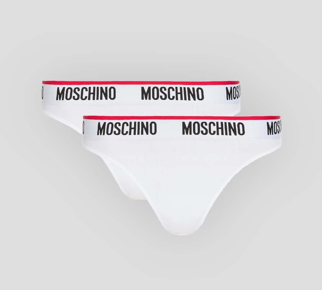 Moschino - BI PACK DE PANTY HILO CON BANDA ELÁSTICA DE MARCA A LA CADERA