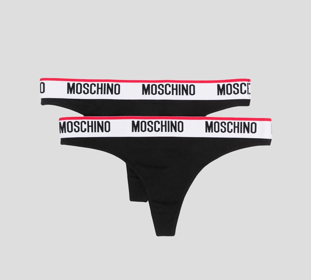 Moschino - BI PACK DE PANTY HILO CON BANDA ELÁSTICA DE MARCA A LA CADERA