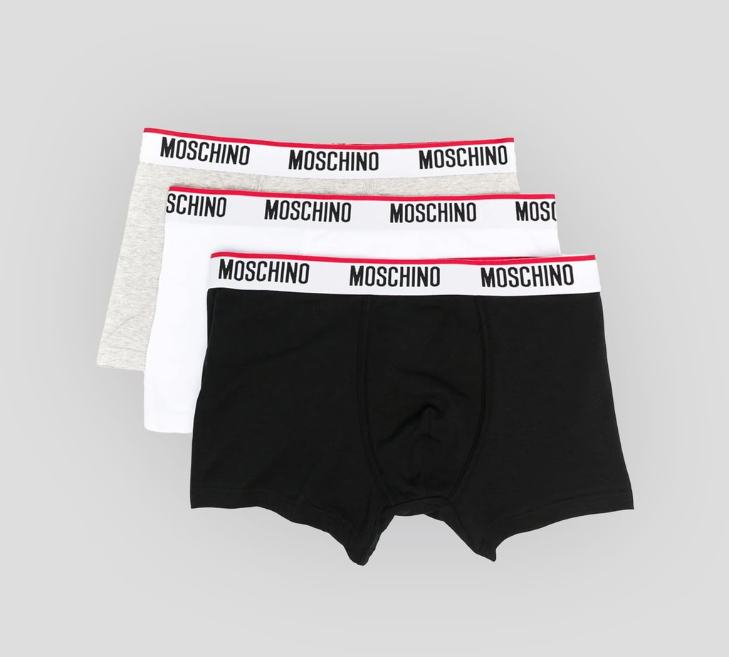 Moschino - TRI PACK DE BOXER CON LÍNEA ROJA SOBRE BANDA ELÁSTICA