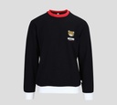 Moschino - SWEATER "BEAR" CUELLO REDONDO CON RUEDOS BLANCO Y ROJO