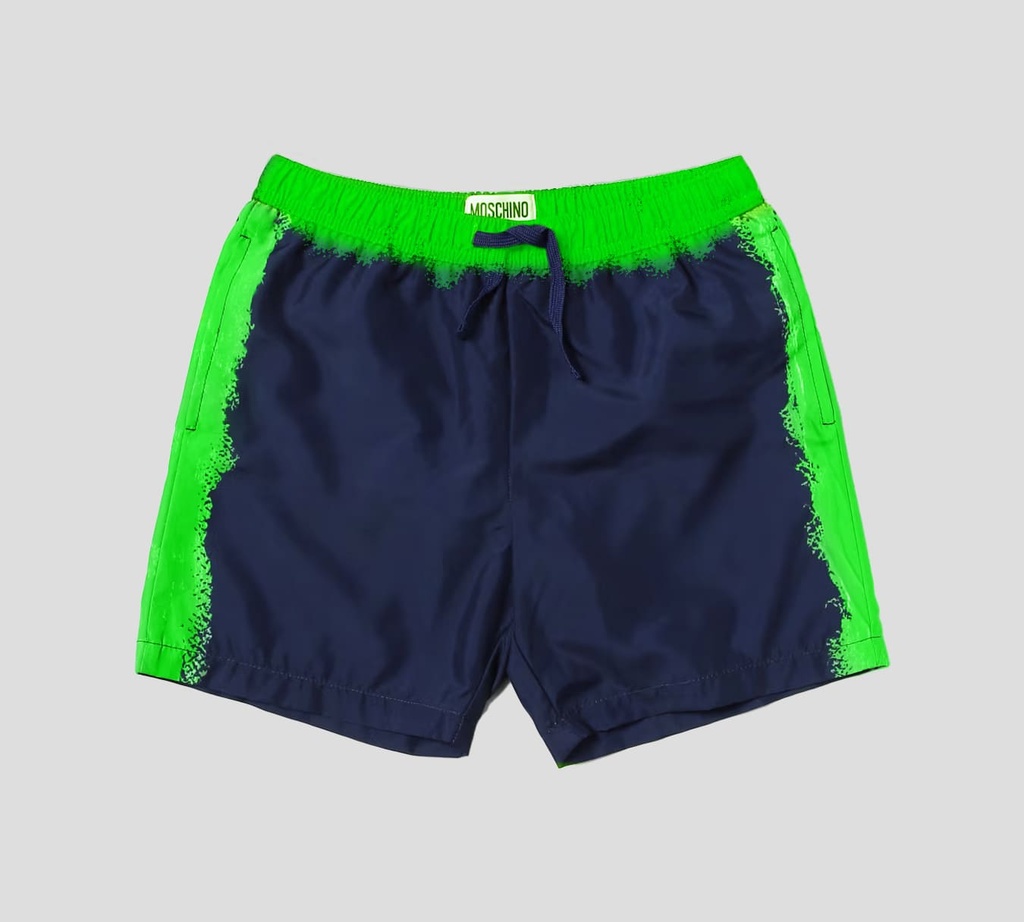 Moschino - SHORT DE PLAYA BICOLOR CON ESTAMPADO TRASERO