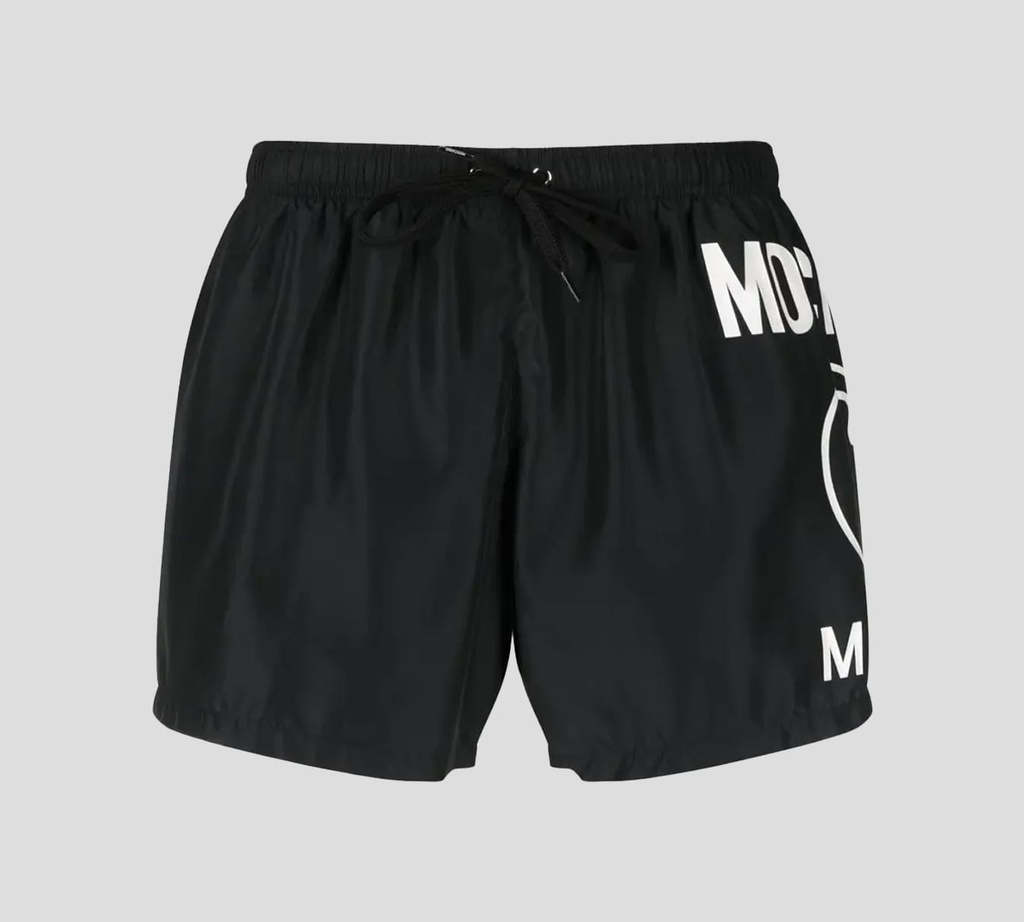 Moschino - SHORT DE PLAYA UNICOLOR CON LOGO AL LATERAL