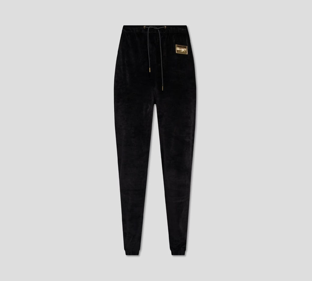 Moschino - MONO TIPO JOGGER EN TELA DE TERCIOPELO CON LOGO DORADO
