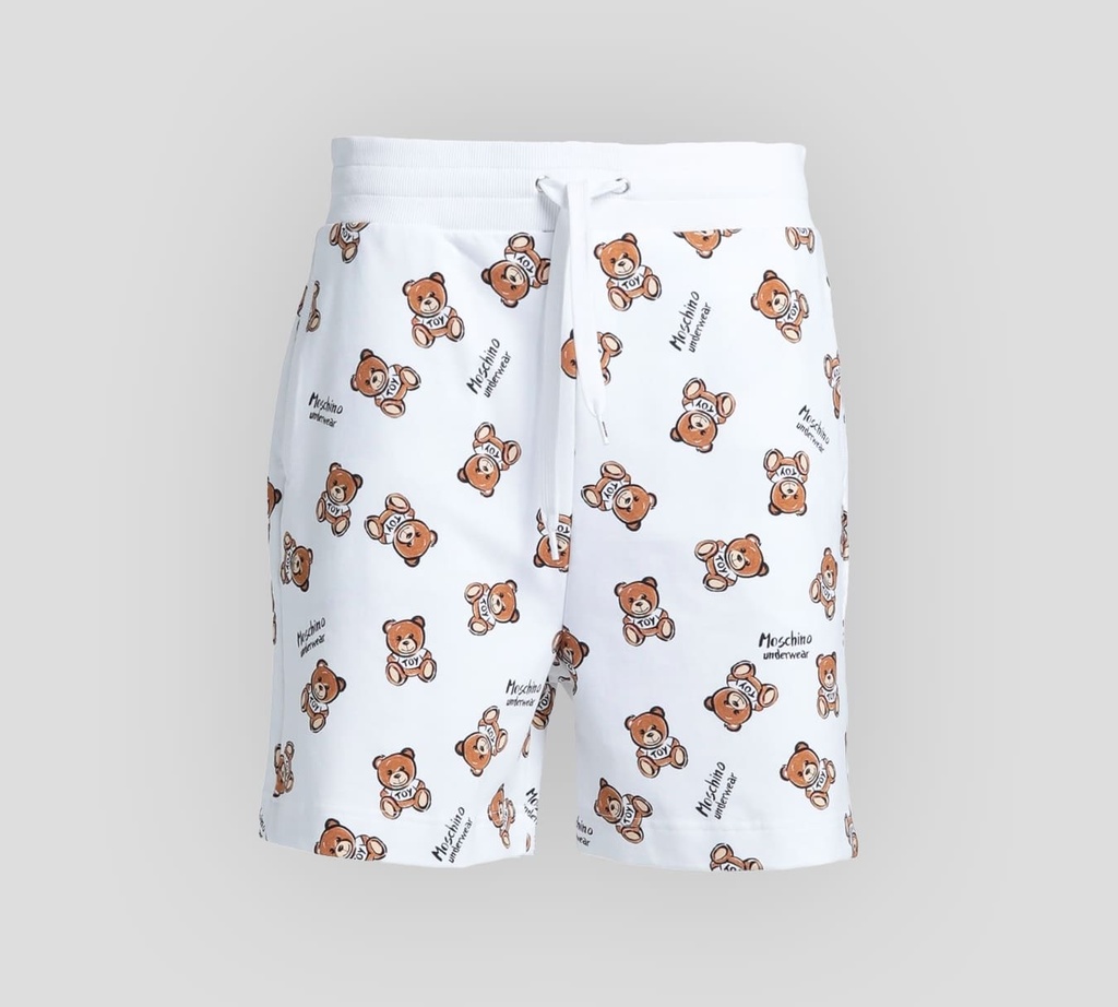 Moschino - SHORT DE ALGODÓN CON ESTAMPADO DE OSOS MARRONES