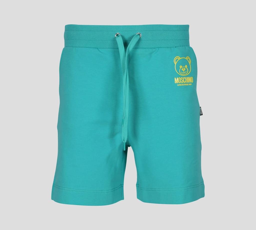 Moschino - SHORT DE ALGODÓN "BEAR" CON LOGO EN AMARILLO