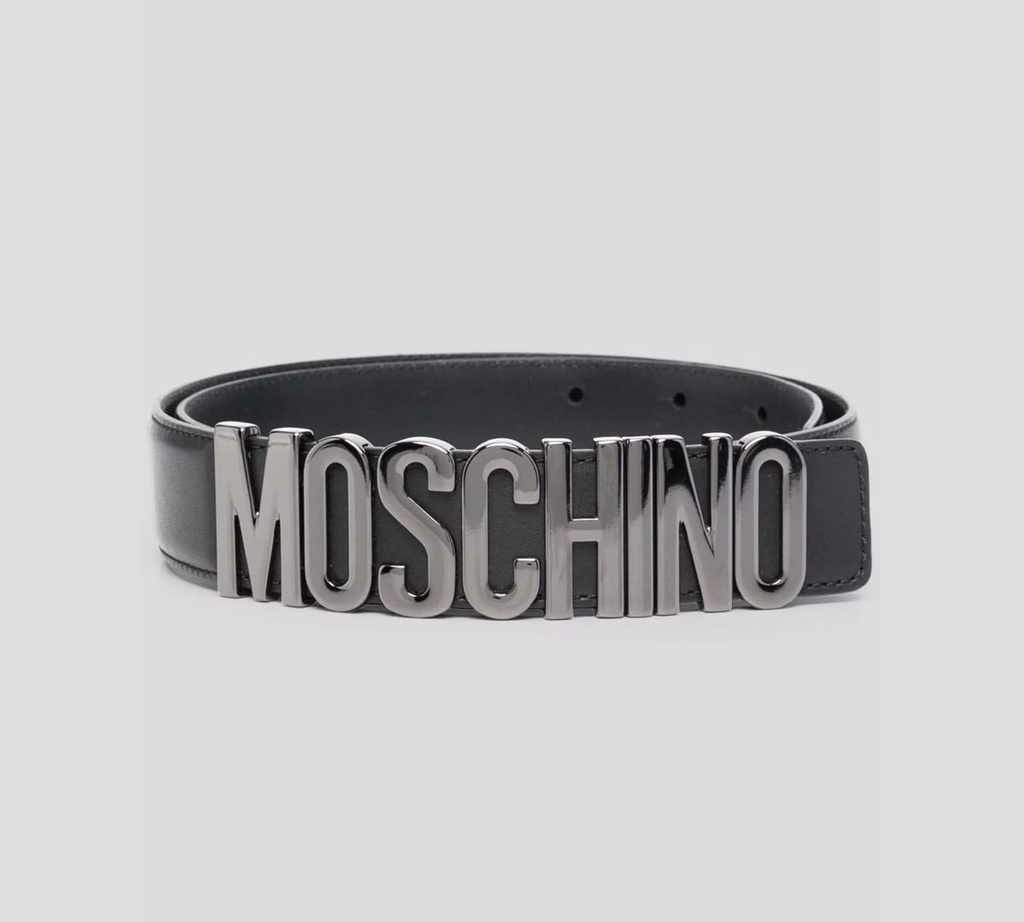 Moschino - CINTURÓN CON HEBILLA DE LETRAS METÁLICAS GRUESA