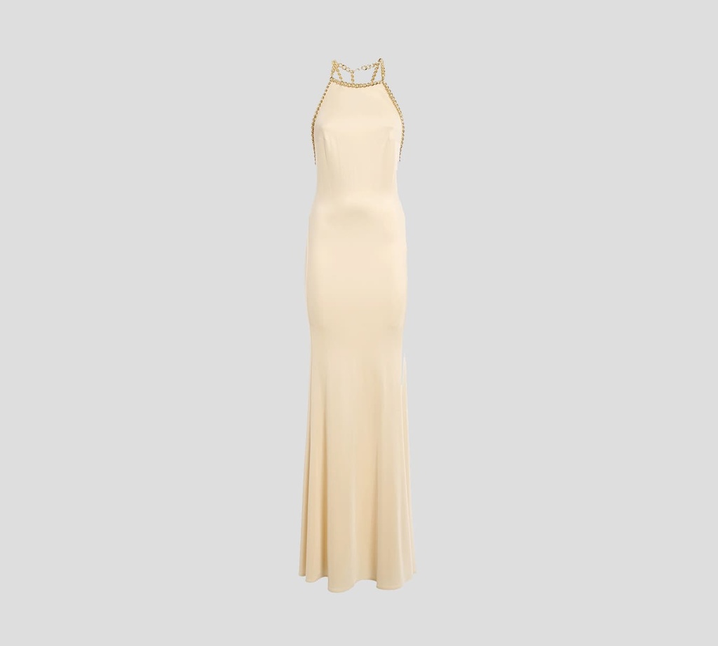 Elisabetta Franchi - VESTIDO DE GALA CORTE ROMANO CON TIRAS DE CADENAS