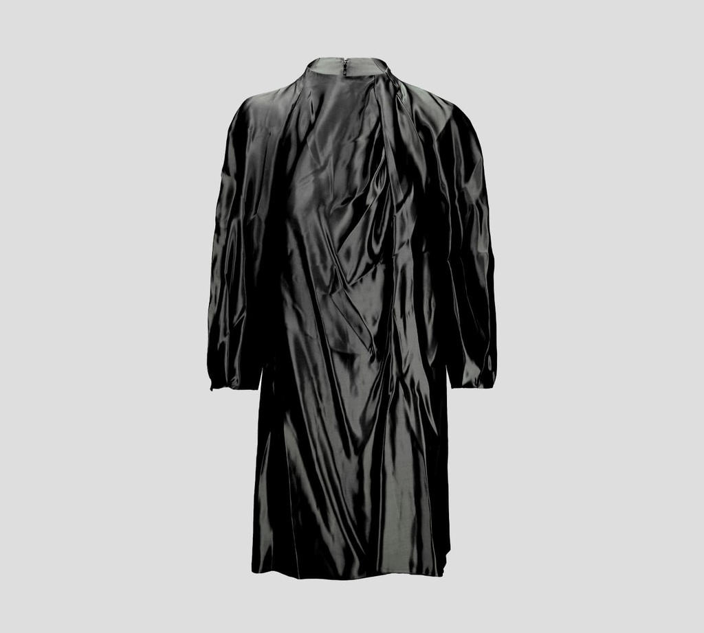 Elisabetta Franchi - VESTIDO CORTO DE SATÉN CON MANGAS ABULLONADAS