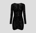 Elisabetta Franchi - VESTIDO CORTO DE LENTEJUELAS CON FRUNCIDO FRONTAL