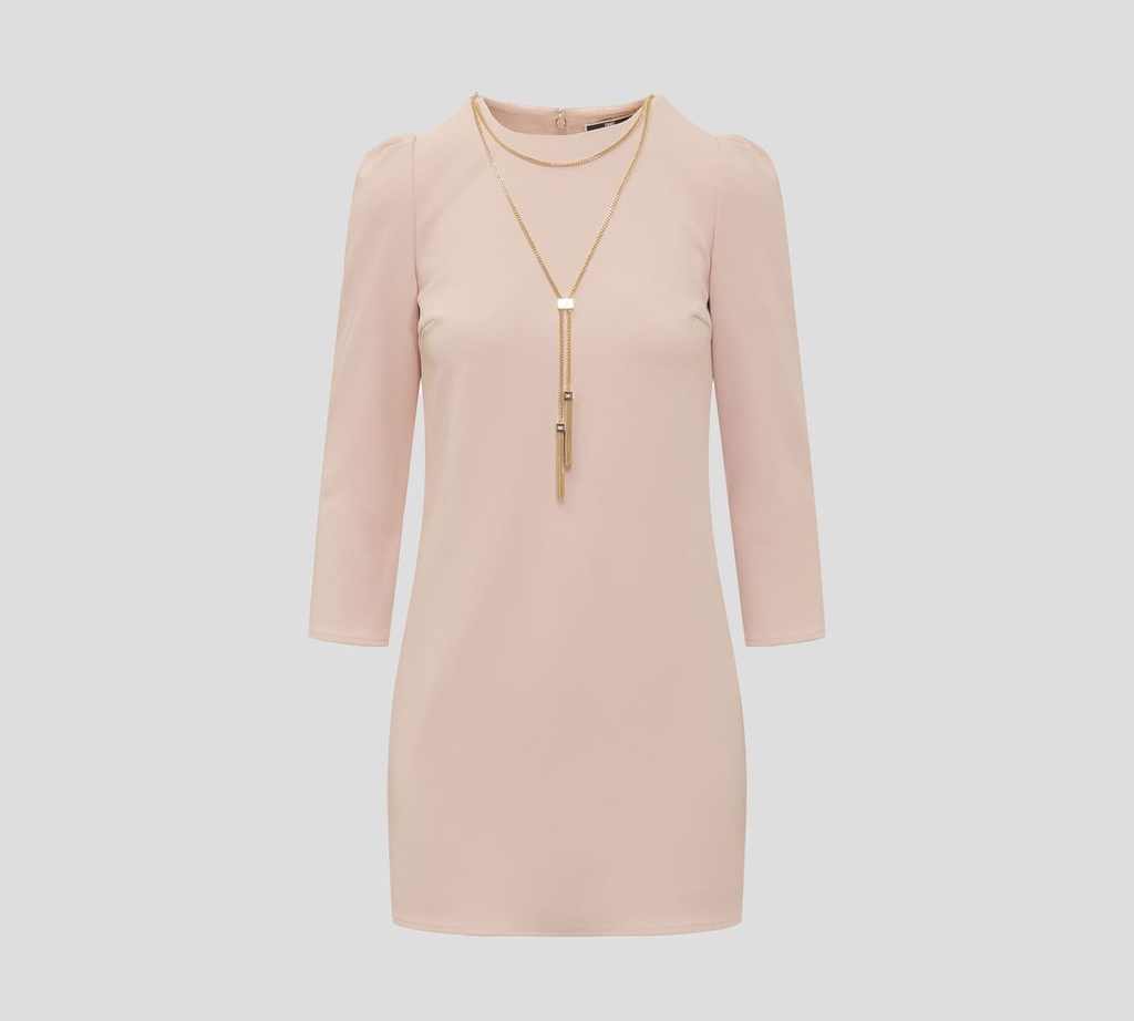 Elisabetta Franchi - VESTIDO CORTO CON MANGAS ABULLONADAS Y CADENA