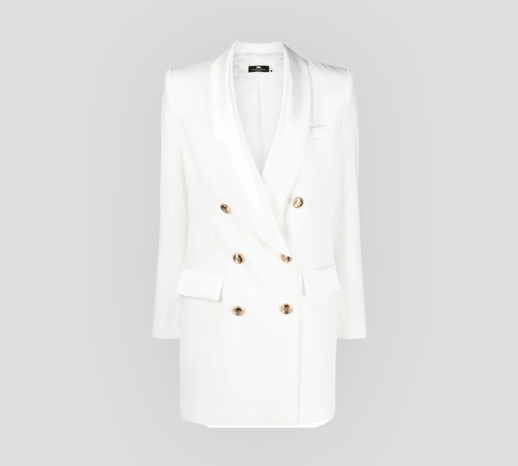 Elisabetta Franchi - VESTIDO CORTE BLAZER CON SOLAPAS DE SEDA Y BOTONES DORADOS