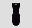 Elisabetta Franchi - VESTIDO CEÑIDO DE PUNTO CON COLLAR EN PIEDRAS DE VIDRIO