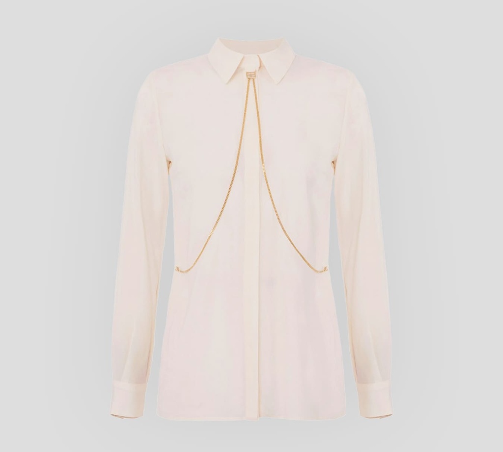 Elisabetta Franchi - BLUSA MANGA LARGA CON CADENA DORADA FRONTAL