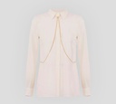 Elisabetta Franchi - BLUSA MANGA LARGA CON CADENA DORADA FRONTAL