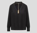 Elisabetta Franchi - BLUSA MANGA LARGA CON CUELLO "V" Y DETALLE DE CADENA