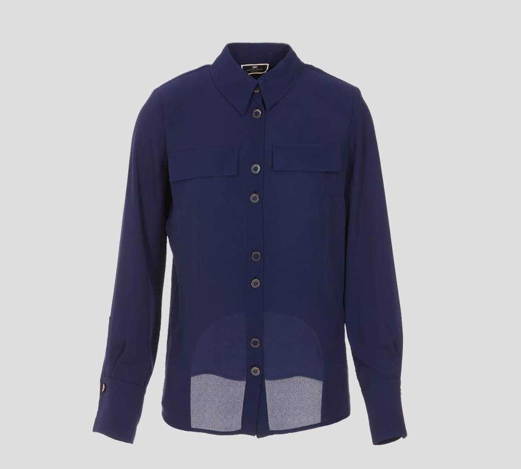 Elisabetta Franchi - BLUSA ABOTONADA CON DOBLE SOLAPA FRONTAL