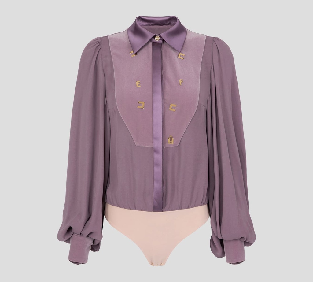 Elisabetta Franchi - BODY BLUSA MANGA LARGA CON APLIQUES METÁLICOS