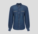 Elisabetta Franchi - CAMISA DE DENIM CON MANGA LARGA ABULLONADA
