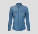 Elisabetta Franchi - CAMISA DE DENIM MANGA LARGA BÁSICA CON DOBLE BOLSILLO
