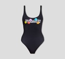 Dsquared2 - TRAJE DE BAÑO ENTERO CON ESTAMPADO DE PACMAN SOBRE EL BUSTO