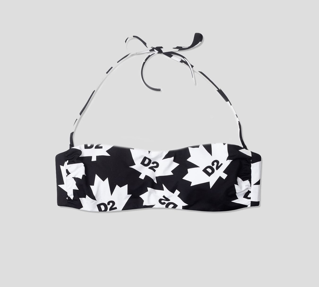 Dsquared2 - TOP DE BIKINI STRAPLESS CON TIRA REMOVIBLE Y ESTAMPADO DE HOJA DE MAPLE