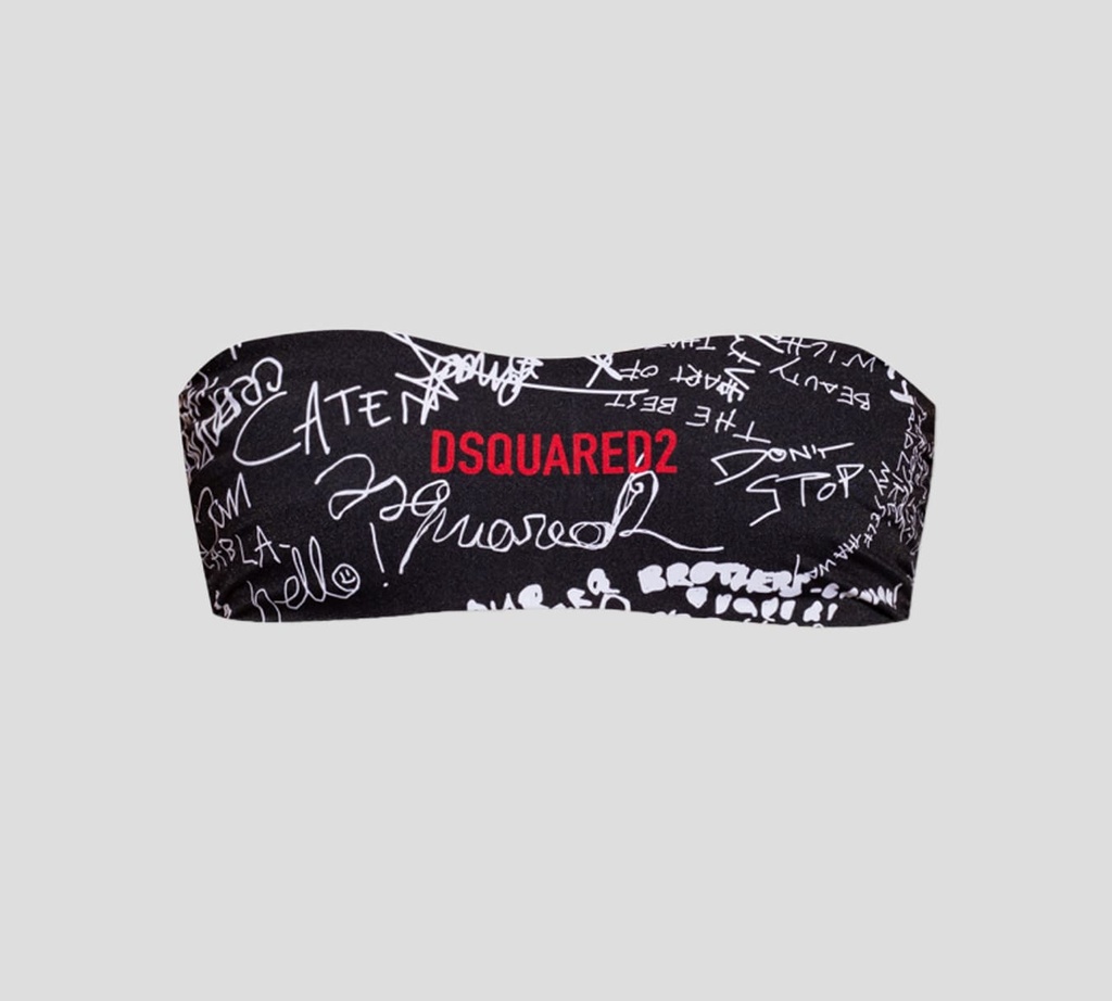 Dsquared2 - TOP DE BIKINI CORTE STRAPLESS CON TIRA REMOVIBLE Y ESTAMPADO DE LETRAS