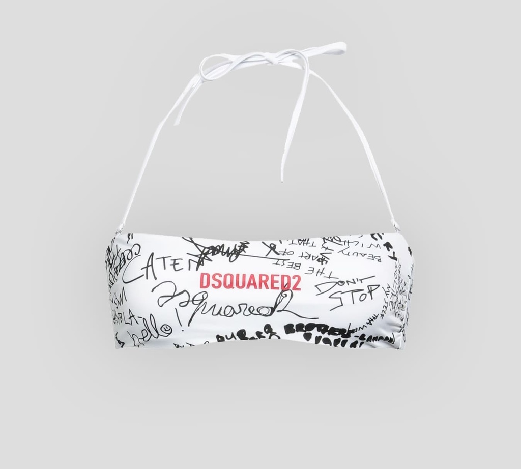 Dsquared2 - TOP DE BIKINI CORTE STRAPLESS CON TIRA REMOVIBLE Y ESTAMPADO DE LETRAS