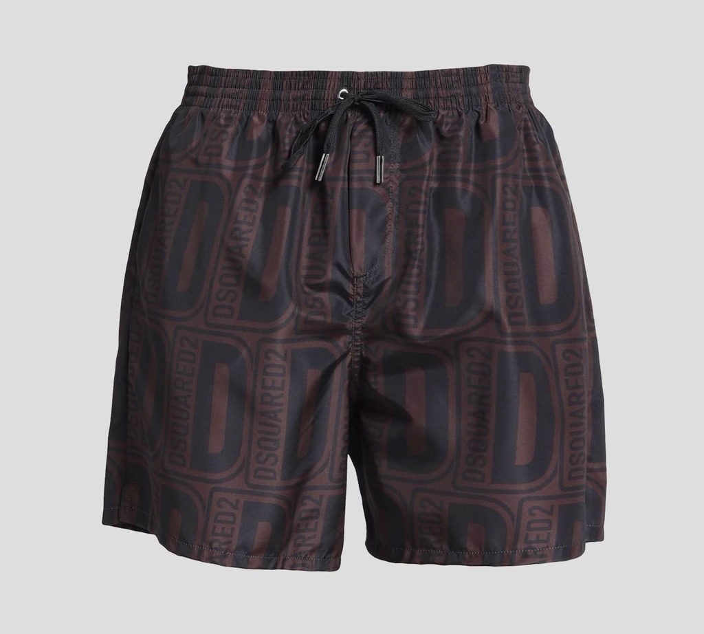 Dsquared2 - SHORT DE PLAYA MIDI CON PATRÓN DE LOGO