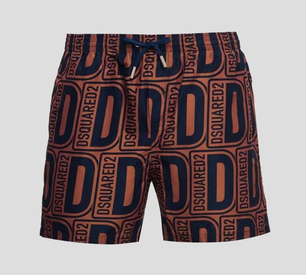 Dsquared2 - SHORT DE PLAYA MIDI CON PATRÓN DE LOGO