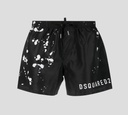 Dsquared2 - SHORT DE PLAYA MIDI CON PINTAS BLANCAS