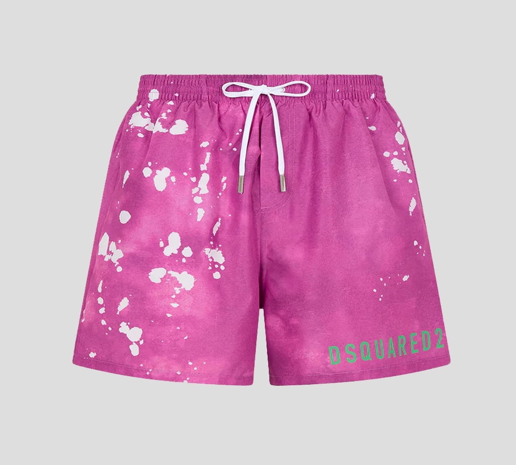 Dsquared2 - SHORT DE PLAYA MIDI CON PINTAS BLANCAS