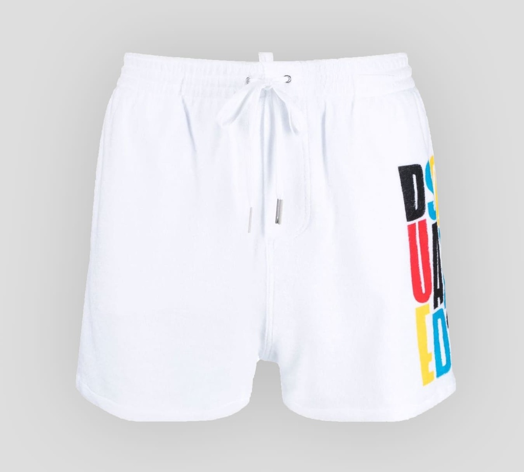 Dsquared2 - SHORT DE PLAYA MIDI EN TELA DE PAÑO CON LOGO MULTICOLOR