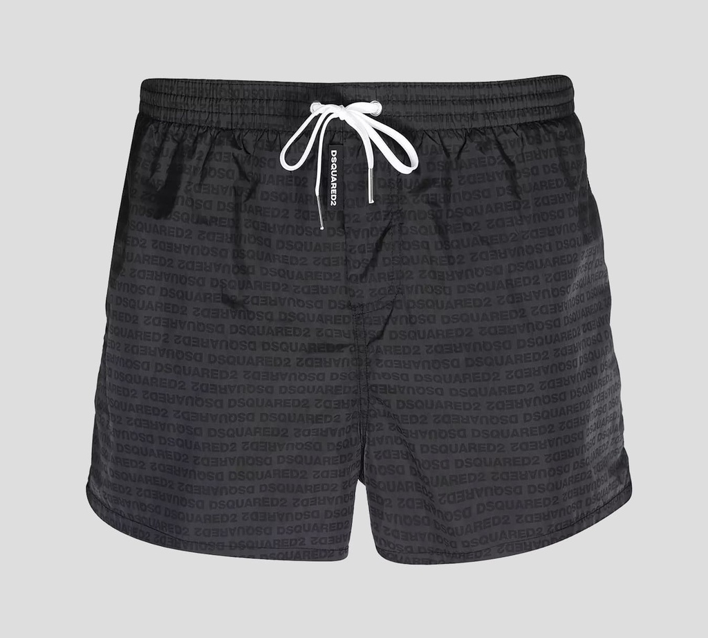 Dsquared2 - SHORT DE PLAYA MIDI CON PATRÓN DE LOGO MONOCROMÁTICO