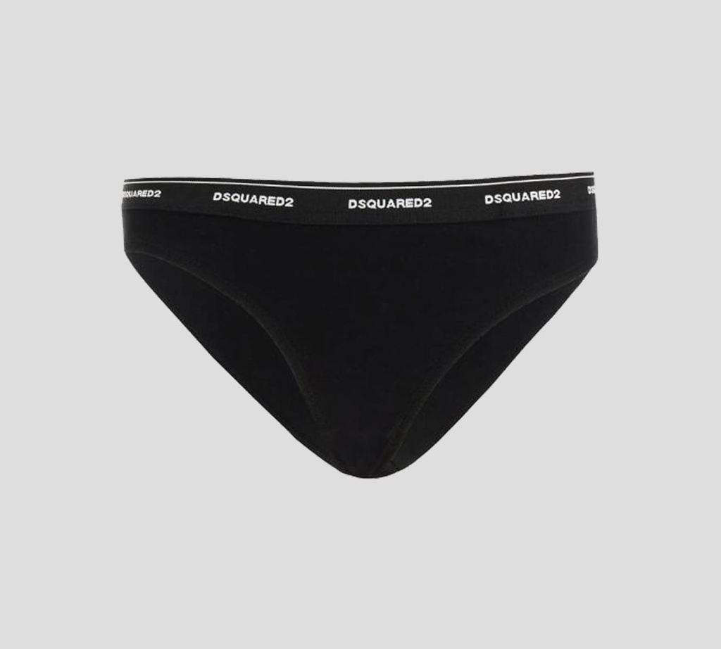Dsquared2 - PANTY UNICOLOR DE ALGODÓN CON BANDA ELÁSTICA FINA A LA CADERA
