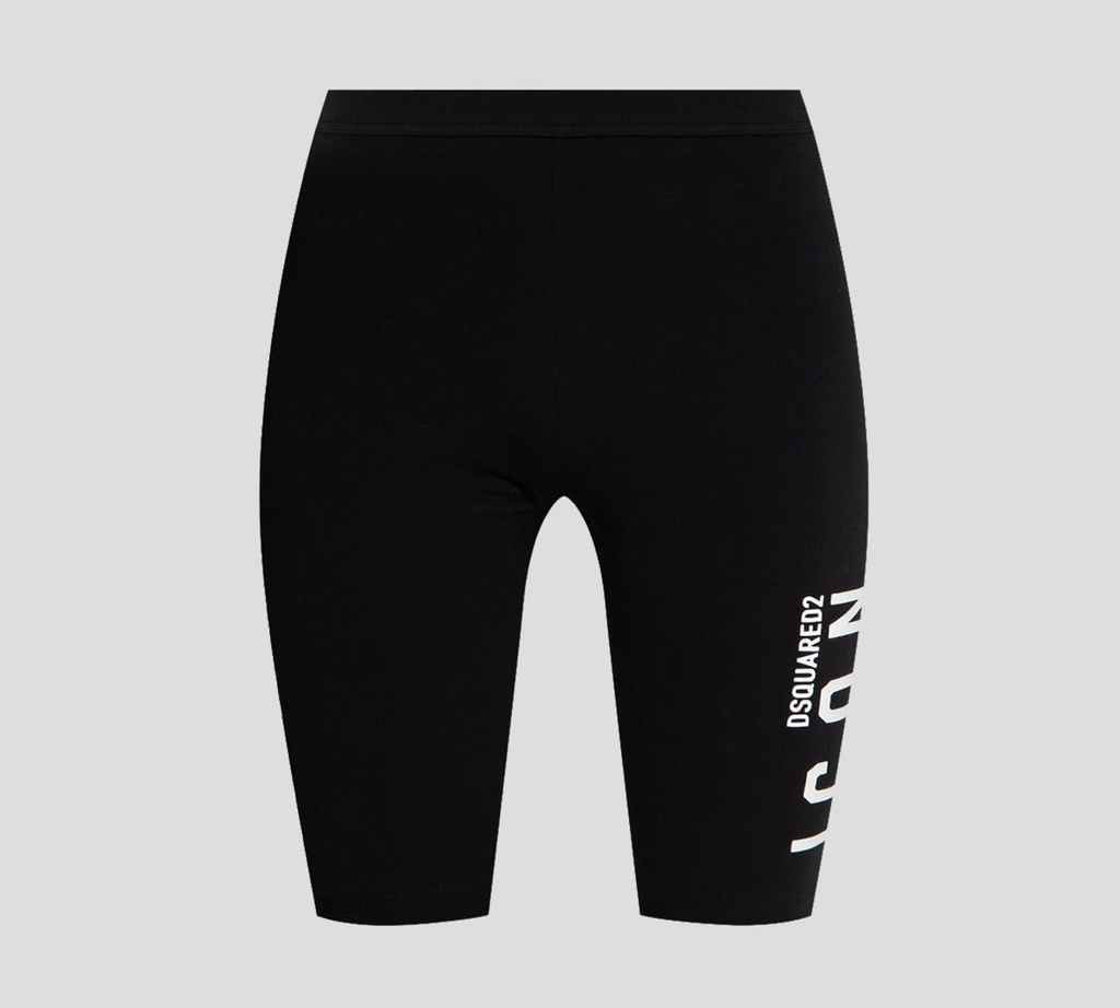 Dsquared2 - SHORT BIKER UNICOLOR CON LOGO GRANDE SOBRE PIERNA IZQUIERDA