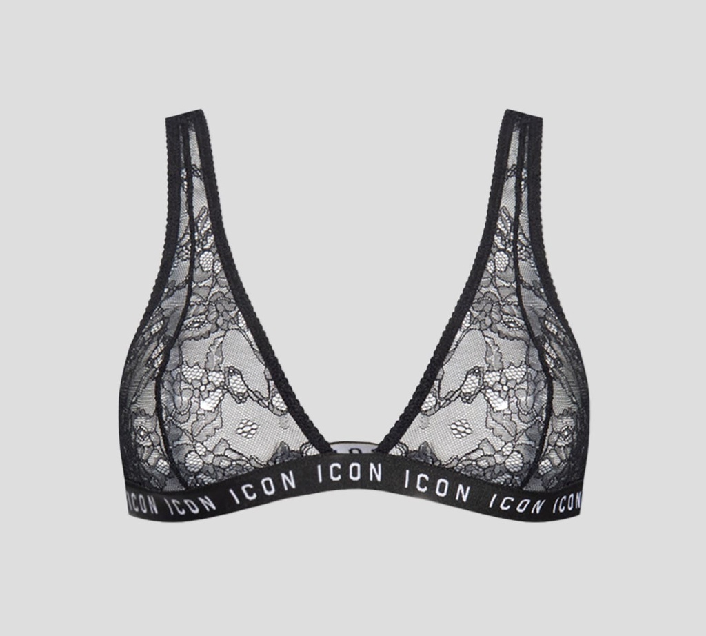 Dsquared2 - BRALETTE ICON DE ENCAJE CON BANDA ELÁSTICA FINA BAJO EL BUSTO
