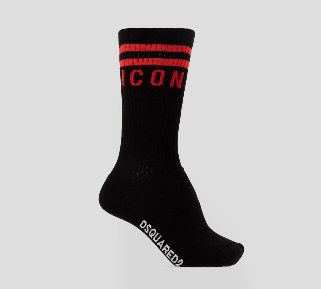 Dsquared2 - MEDIAS LARGAS ICON NEGRO CON ROJO