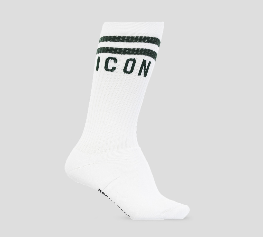 Dsquared2 - MEDIAS LARGAS ICON BLANCAS CON VERDE OSCURO