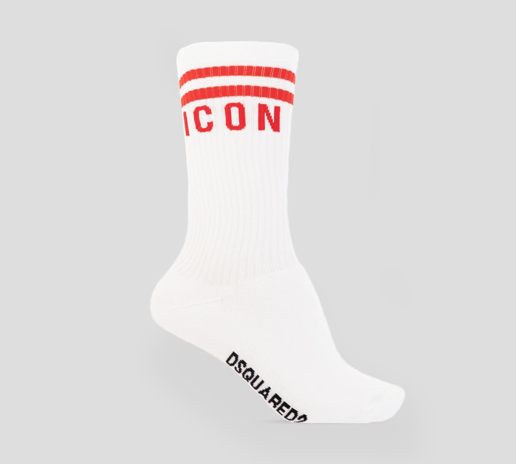 Dsquared2 - MEDIAS LARGAS ICON BLANCO CON ROJO
