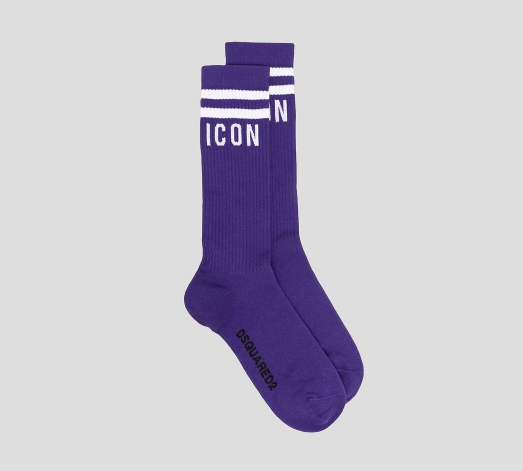 Dsquared2 - MEDIAS LARGAS ICON MORADAS CON BLANCO