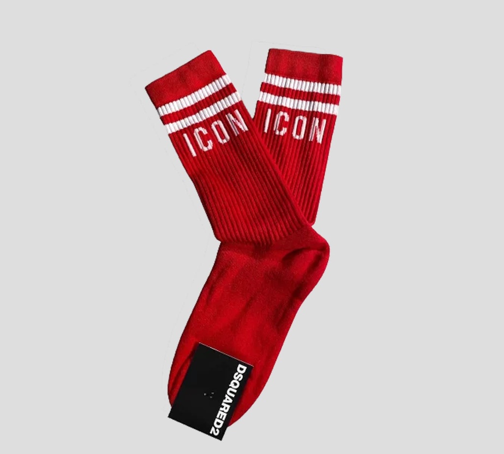 Dsquared2 - MEDIAS LARGAS ICON ROJAS CON BLANCO