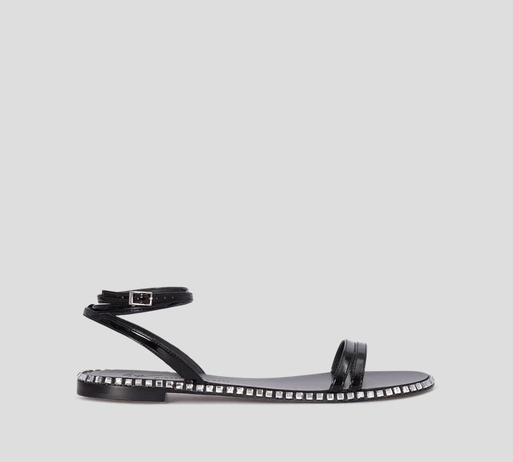 Giuseppe Zanotti - SANDALIAS PLANAS CON PEDRERIA Y AMARRE AL TOBILLO