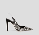 Giuseppe Zanotti - STILETTOS MULES CON PEDRERIA PLATEADA Y AMARRE TRANSPARENTE