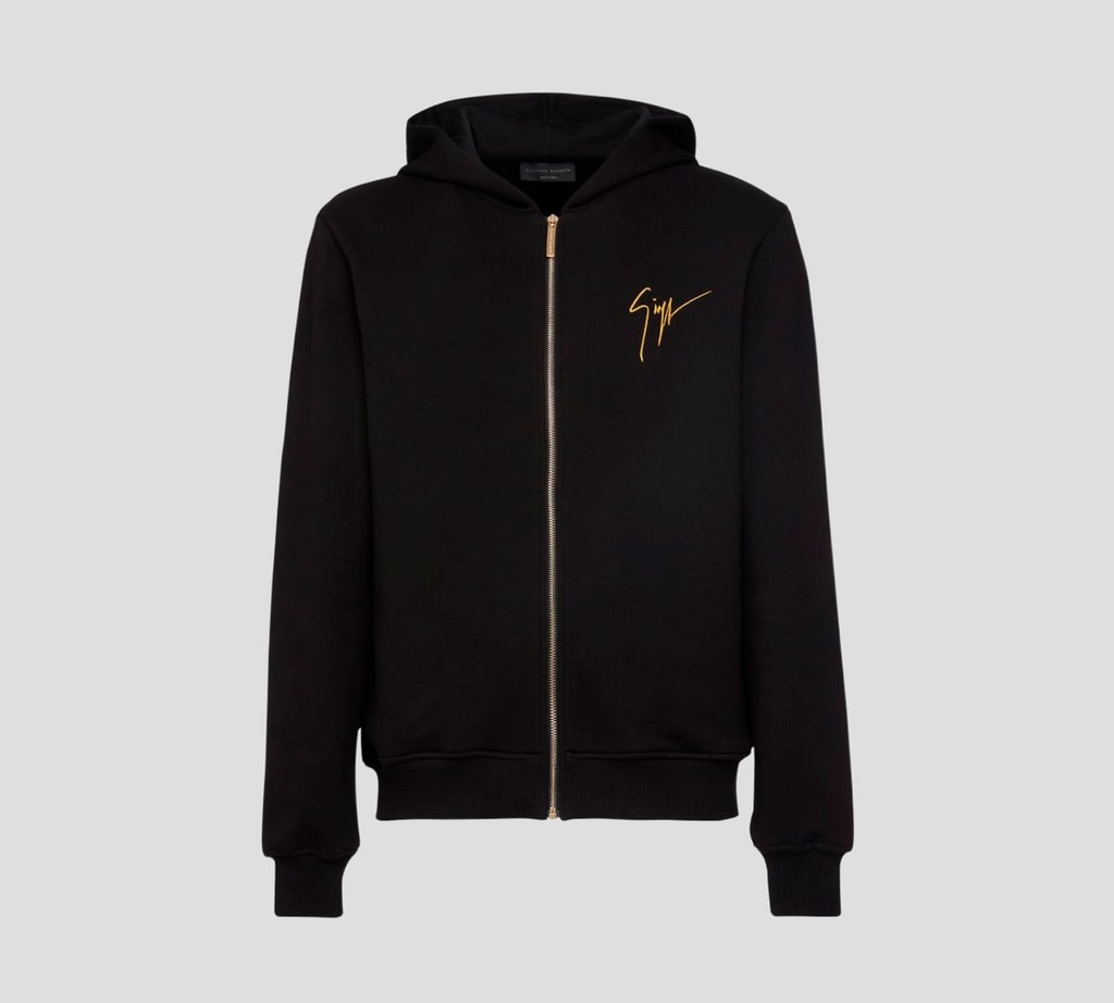 Giuseppe Zanotti - HOODIE CON CIERRE FRONTAL Y LOGO BORDADO