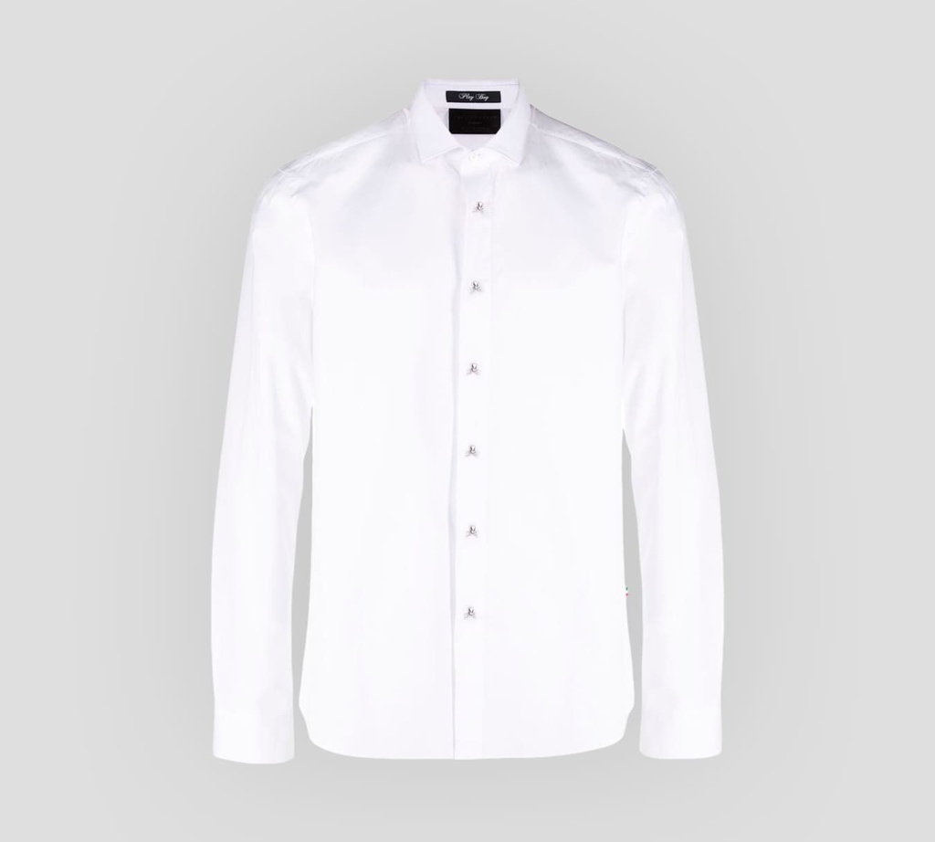 Philipp Plein - CAMISA MANGA LARGA CLÁSICA CON BOTONES METÁLICOS DE CALAVERA