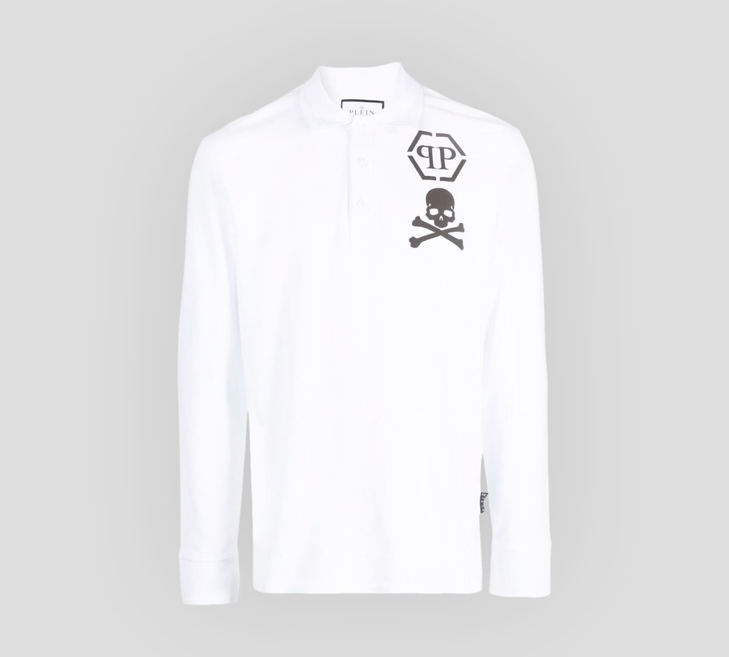 Philipp Plein - POLO SUDADERA EN PUNTO PIQUÉ CON ESTAMPADO DE CALAVERA