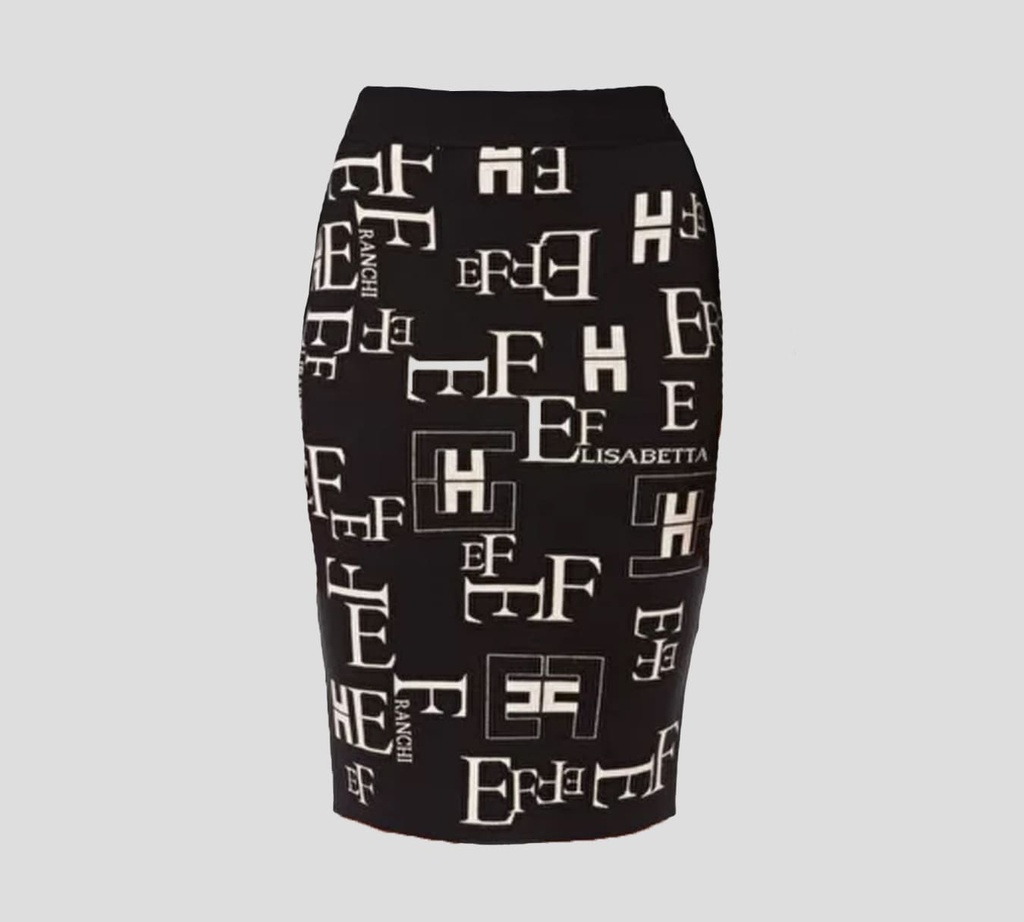 Elisabetta Franchi - FALDA LÁPIZ CON ESTAMPADO DE PATRÓN DE LOGO