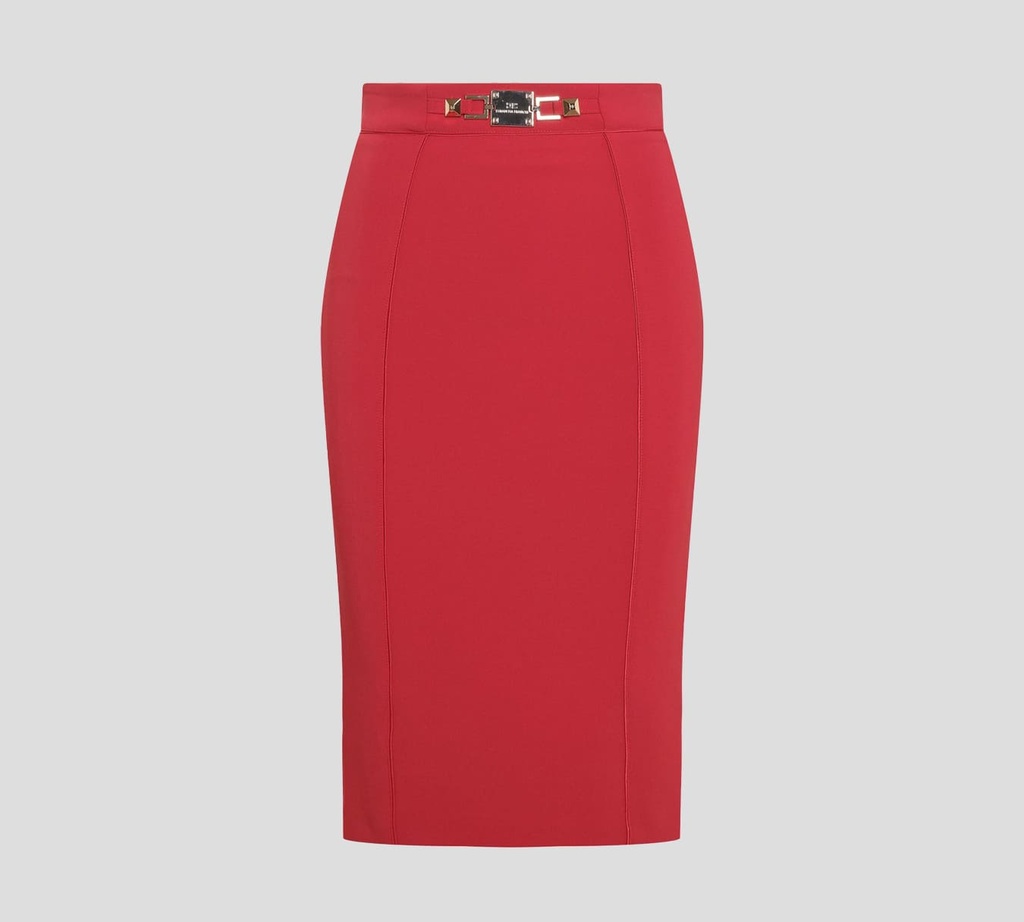 Elisabetta Franchi - FALDA LÁPIZ PLISADA CON HEBILLA DORADA